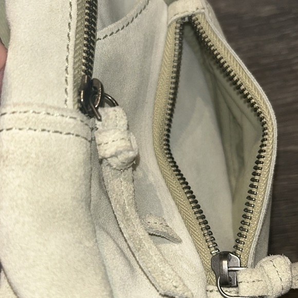 Free People Hudson Sling Bag Suede Crossbody Light Green Purse Boho Adjustable - Picture 7 of 12